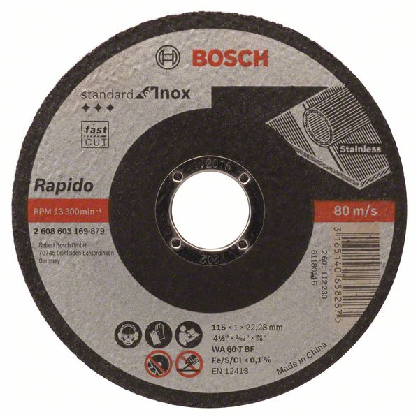 Rovný rezací kotouc Standard for Inox - Rapido WA 60 T BF, 115 mm, 22,23 mm, 1,0 mm