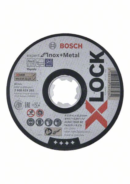X-LOCK Expert for Inox + Metal 115 x 1 x 22,23 - 2 608 619 263 - Rovné rezání